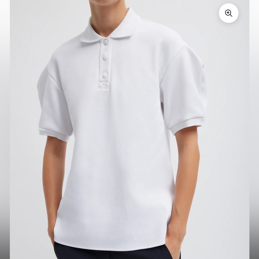 Tibi Luxe Pique Polo Shirt